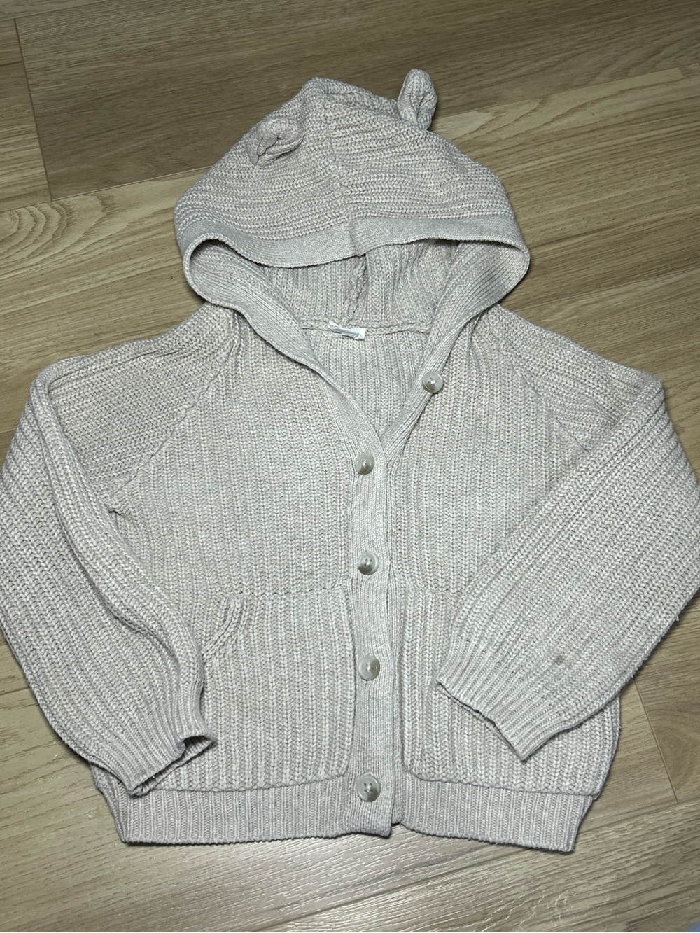 Jamie Kay Cream Hooded Knit Cardigan with Ear Detail